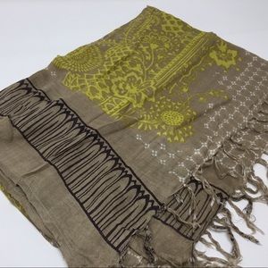 Soft tan, brown, white, and yellow scarf